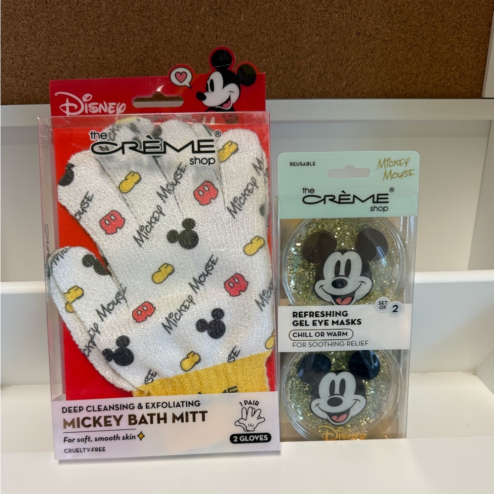The Creme Shop X Disney Mickey Mouse Exfoliating Bath Mitt and Gel Eye Mask- NEW
